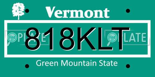818KLT Vermont License Plate
