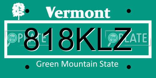 818KLZ Vermont License Plate