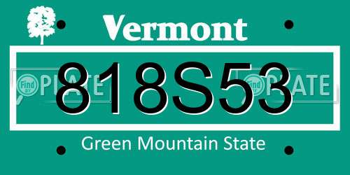 818S53 Vermont License Plate