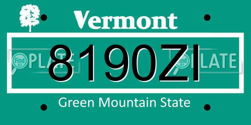 8190ZI Vermont License Plate