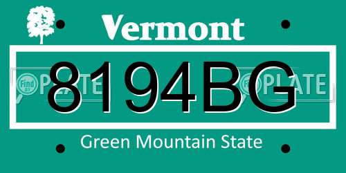 8194BG Vermont License Plate