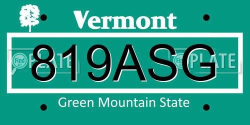 819ASG Vermont License Plate
