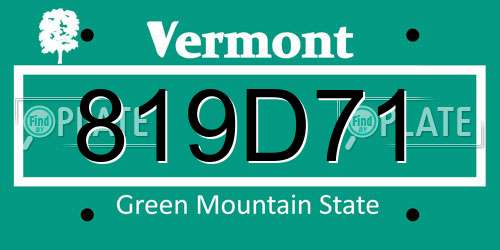 819D71 Vermont License Plate