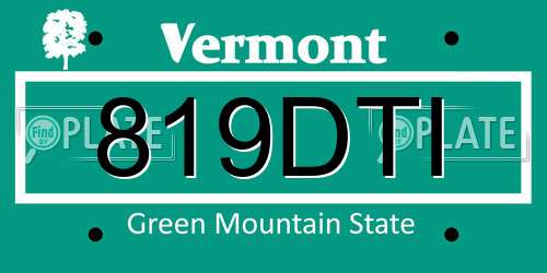 819DTI Vermont License Plate