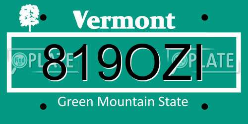 819OZI Vermont License Plate