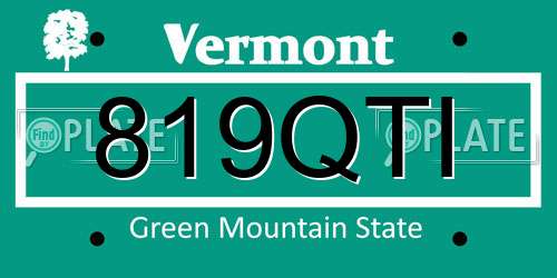 819QTI Vermont License Plate