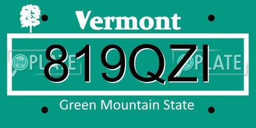 819QZI Vermont License Plate