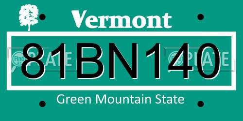 81BN140 Vermont License Plate
