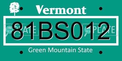 81BS012 Vermont License Plate