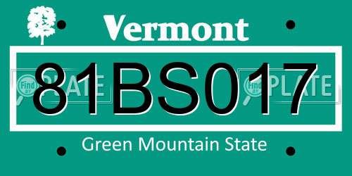 81BS017 Vermont License Plate