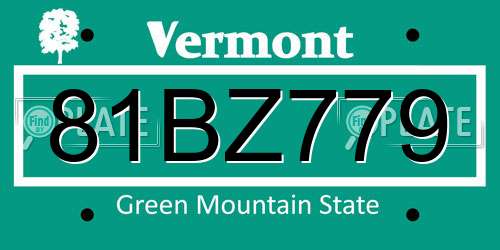 81BZ779 Vermont License Plate
