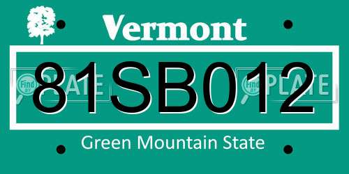 81SB012 Vermont License Plate