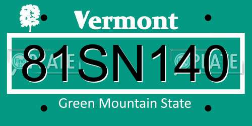81SN140 Vermont License Plate