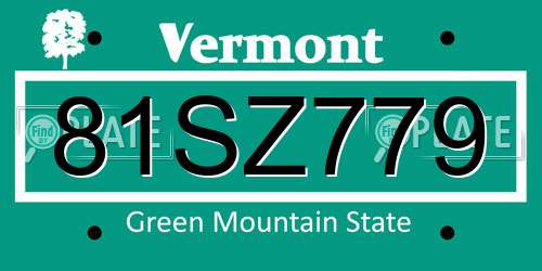 81SZ779 Vermont License Plate