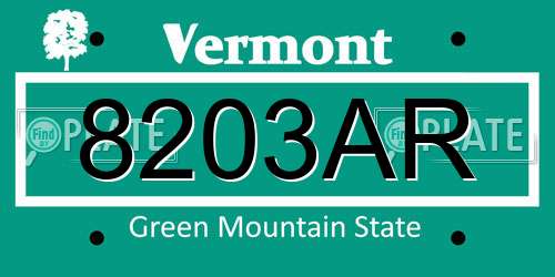 8203AR Vermont License Plate