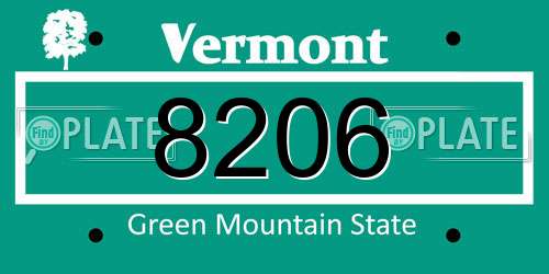 8206 Vermont License Plate
