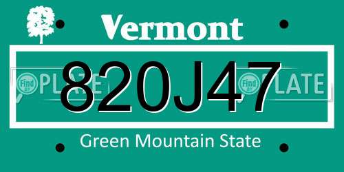 820J47 Vermont License Plate