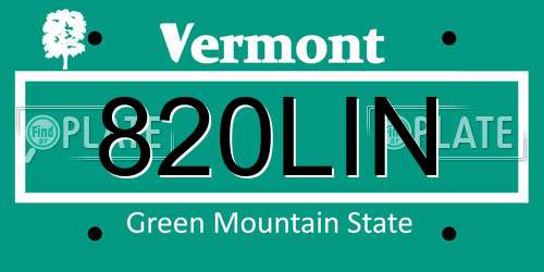 820LIN Vermont License Plate