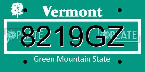 8219GZ Vermont License Plate
