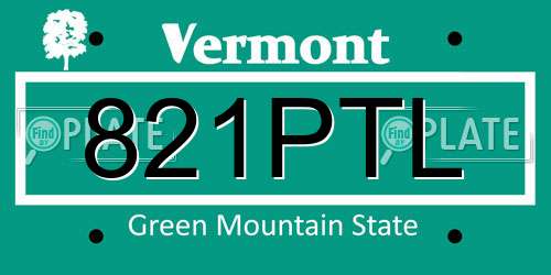 821PTL Vermont License Plate