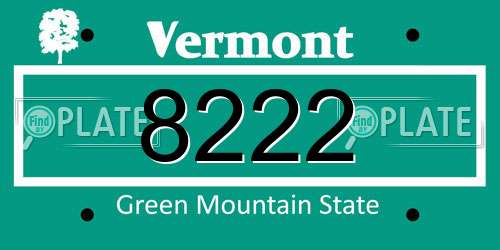 8222 Vermont License Plate