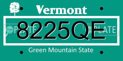 8225QE Vermont License Plate