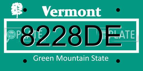 8228DE Vermont License Plate