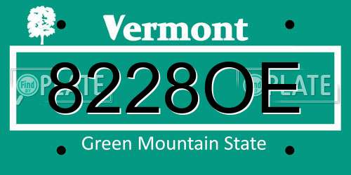 8228OE Vermont License Plate