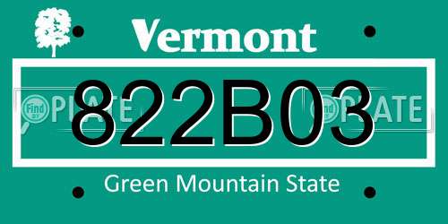 822B03 Vermont License Plate