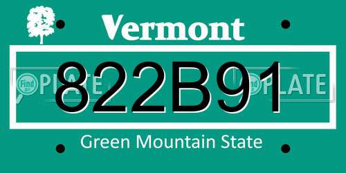822B91 Vermont License Plate