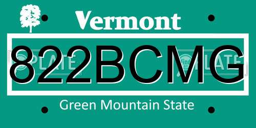 822BCMG Vermont License Plate