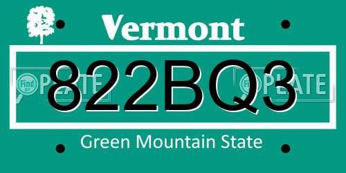 822BQ3 Vermont License Plate