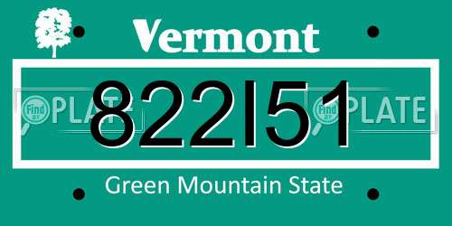 822I51 Vermont License Plate