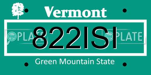 822ISI Vermont License Plate