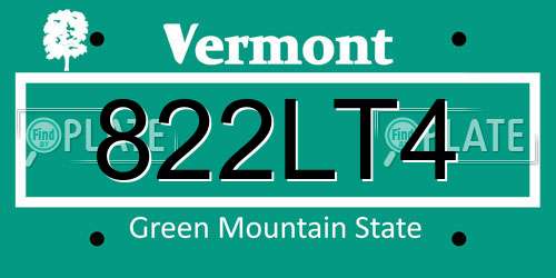822LT4 Vermont License Plate
