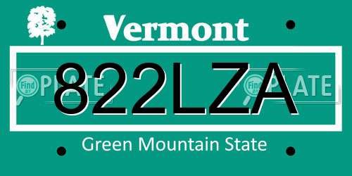822LZA Vermont License Plate
