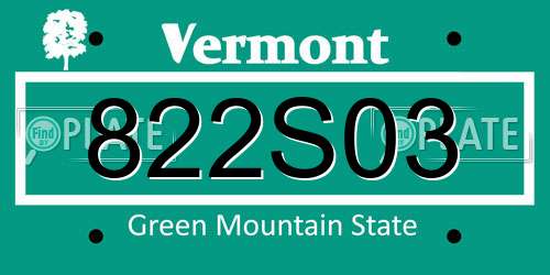 822S03 Vermont License Plate