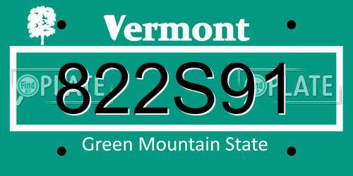 822S91 Vermont License Plate