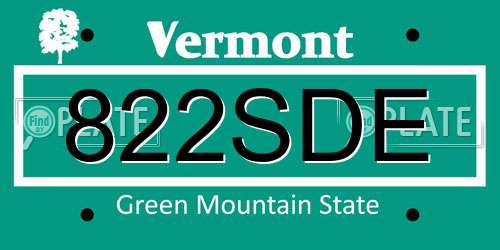 822SDE Vermont License Plate