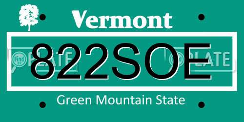 822SOE Vermont License Plate