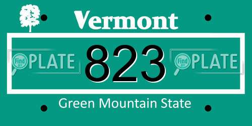 823 Vermont License Plate