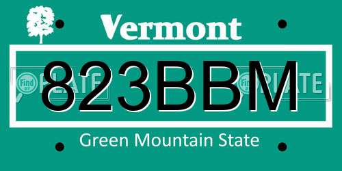 823BBM Vermont License Plate