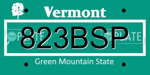 823BSP Vermont License Plate