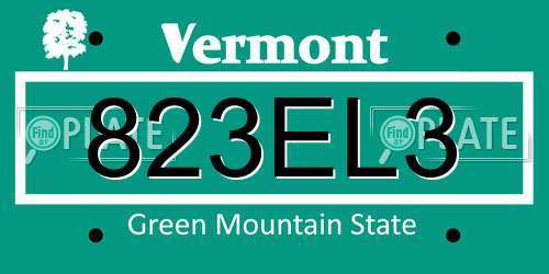 823EL3 Vermont License Plate