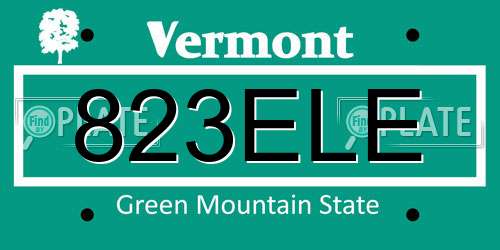 823ELE Vermont License Plate
