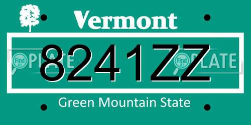 8241ZZ Vermont License Plate