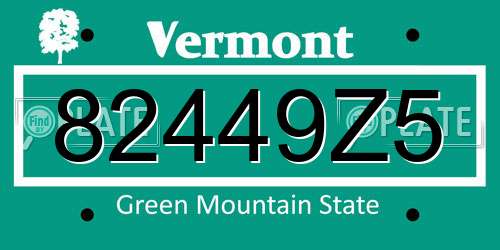 82449Z5 Vermont License Plate