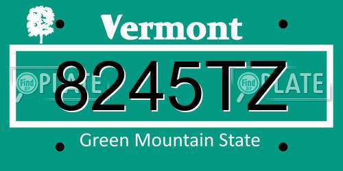 8245TZ Vermont License Plate