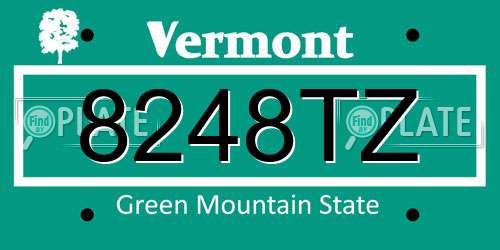 8248TZ Vermont License Plate