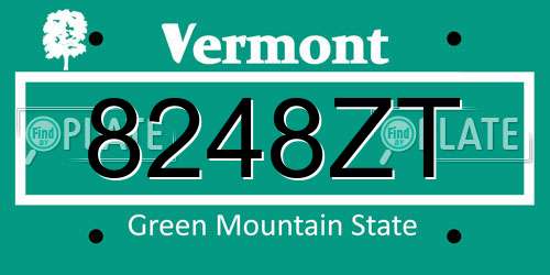 8248ZT Vermont License Plate